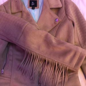 tan suede jacket with fringe